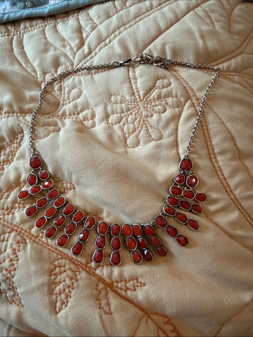 Lucky Brand Statement Red Stone Bib Necklace - Women Jewelry